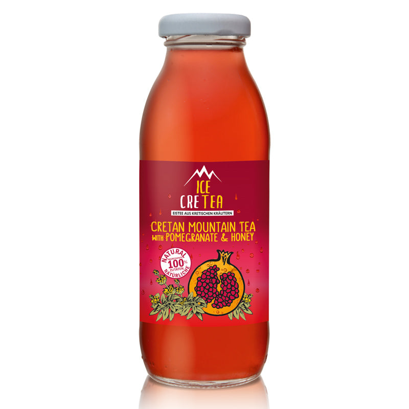 Ice Mountain Tea from Crete, Greece. Ice CreTea is a delightful, refreshing combination of Greek Cretan Mountain Tea with Pomegranate & Thyme Honey.